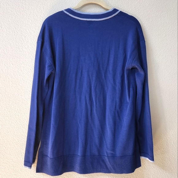 NWT TALBOTS Petite V-neck Girlfriend Cardigan Two-tone Blue - Picture 2 of 9